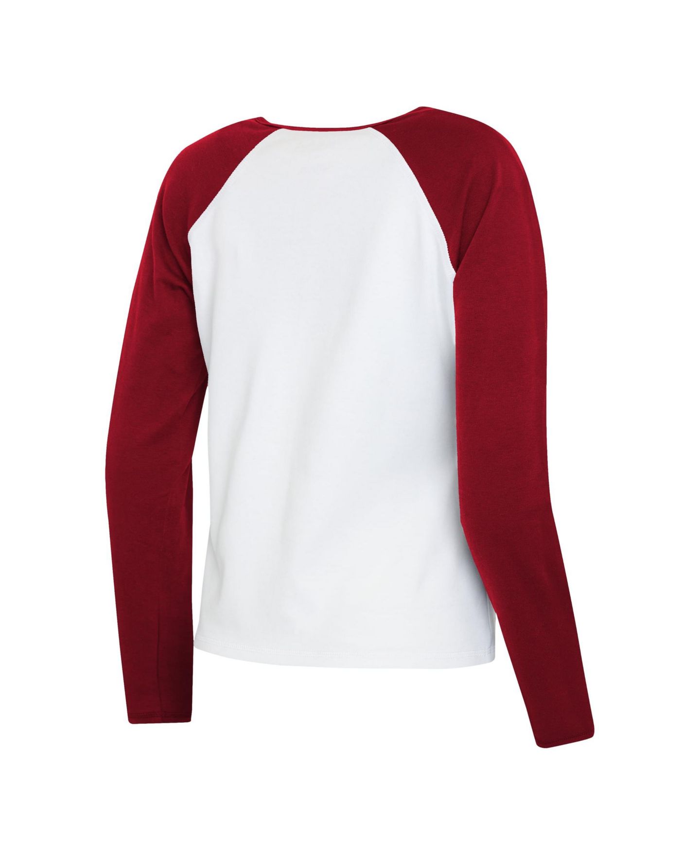 Женская футболка WEAR by Erin Andrews White/Scarlet San Francisco 49ers Henley Long Sleeve Raglan — фото 3