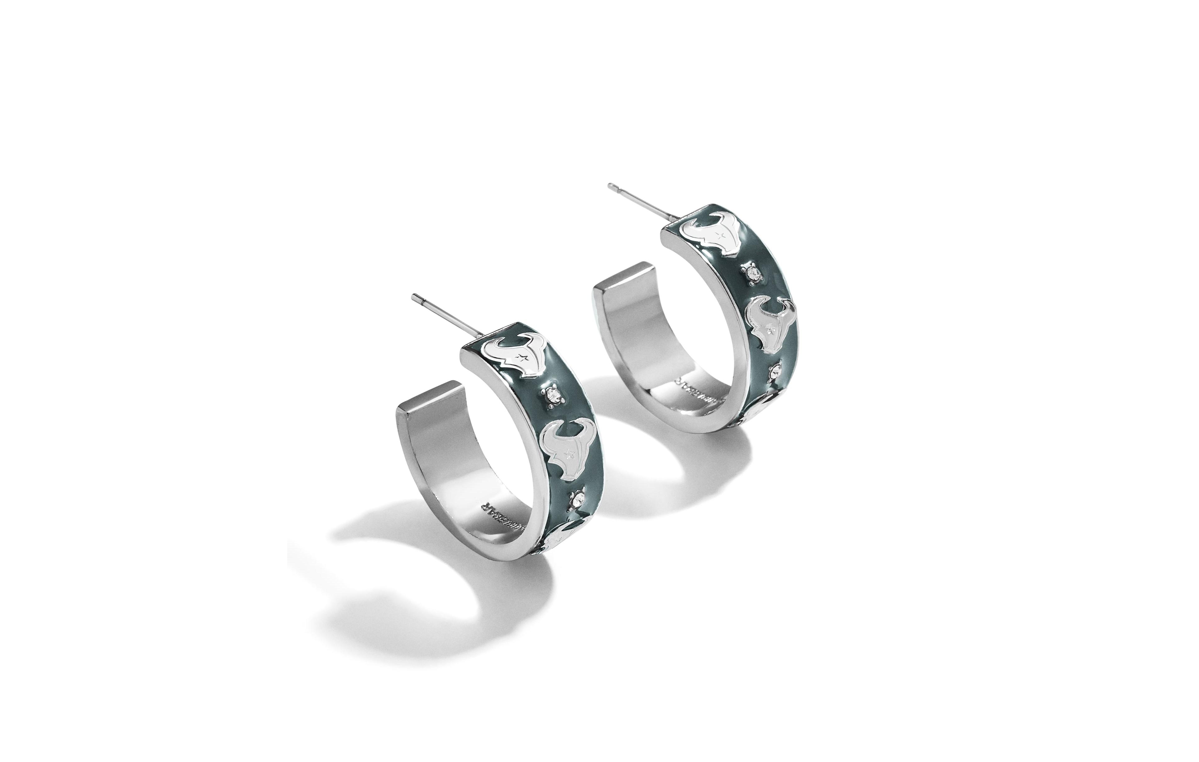 Wear by Erin Andrews Crystal Gold-Plated Houston Texans Hoop Earrings