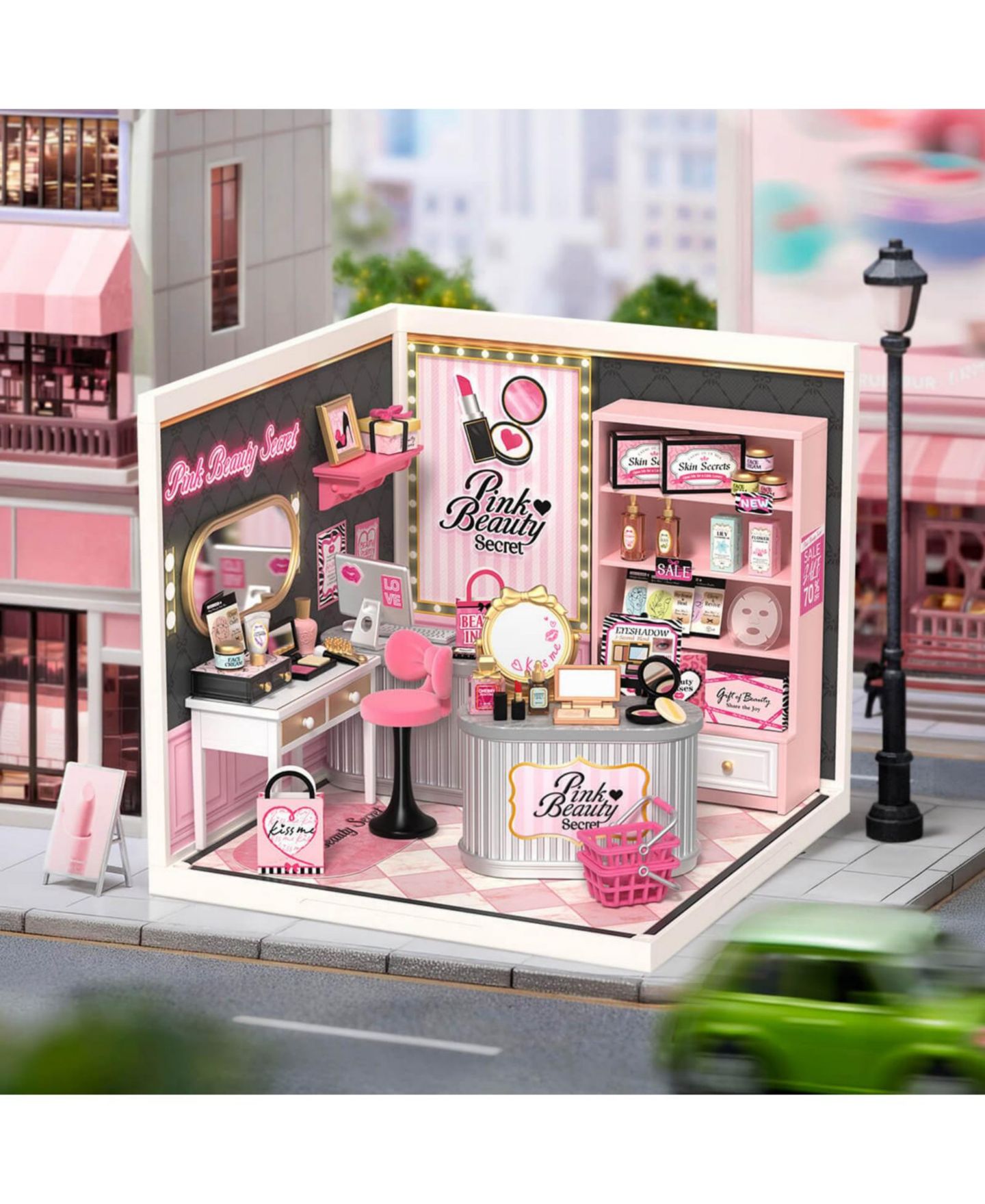 Детский конструктор Robotime Beauty Salon Super Creator Pink Beauty Secret 115-Piece Building Set, Ages 14+, цвет: Розовый — фото 3