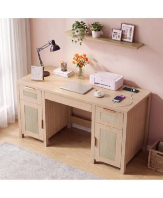 Office Desk, Durable Workstation With Storage Shelves, Space Saving Computer Desk For Home Office, Study and Gaming