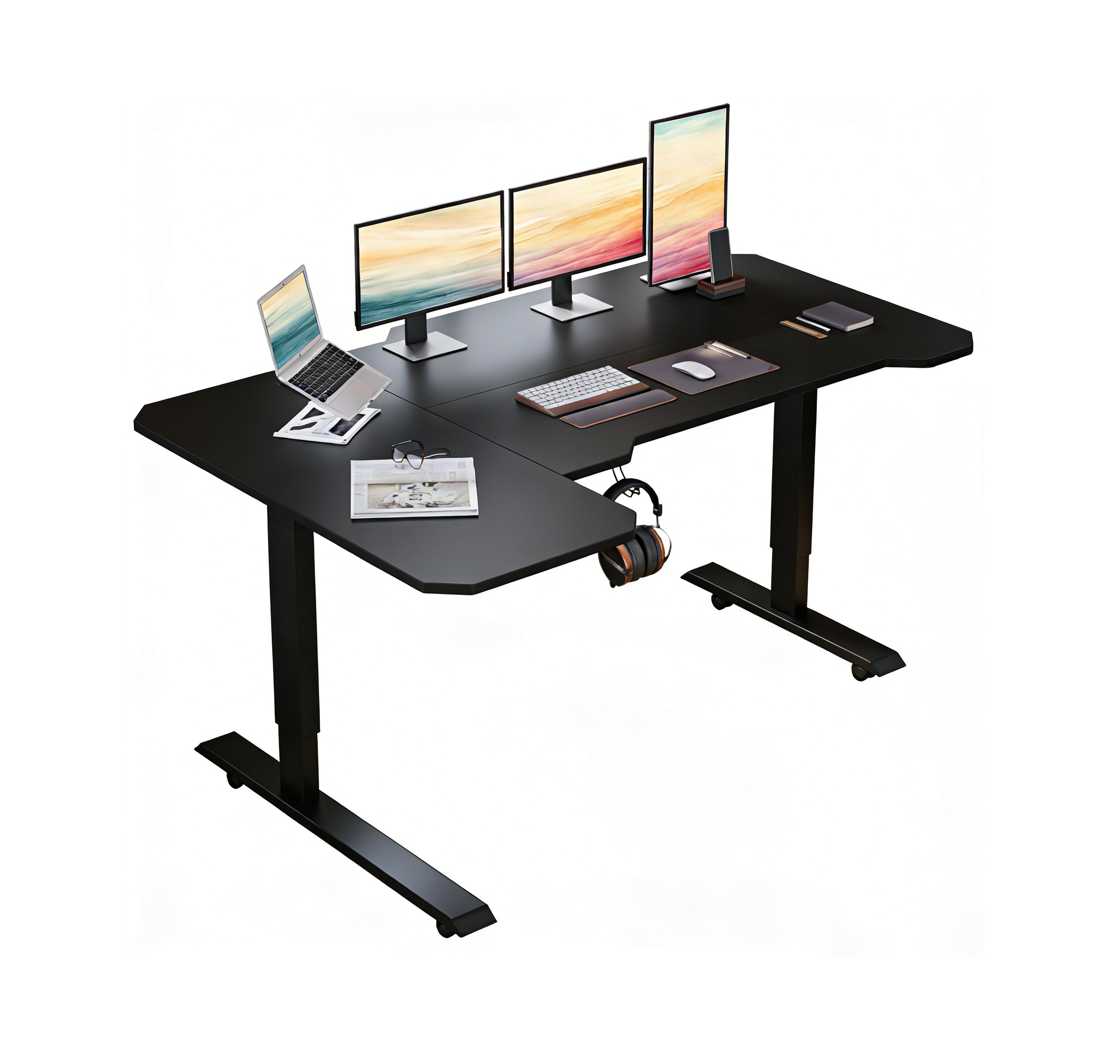 Boyel Living L-Shaped Corner Standing Desk 59" Height Adjustable Electric Standing Desk, Sit and Stand Up Computer Desk