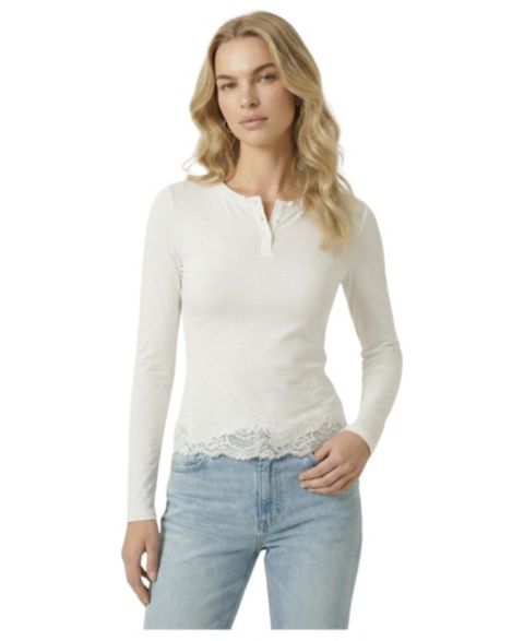 Женский топ Modenaire Henley Long-Sleeve Fitted