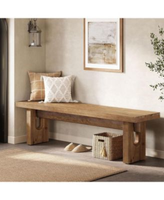 63" Solid Wood Bench, Extra Long Farmhouse Dining Bench