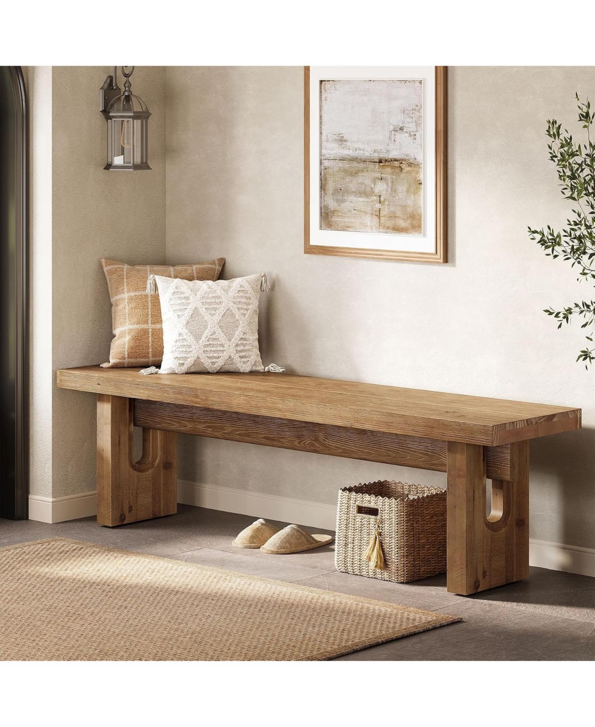 Tribesigns 63" Solid Wood Bench, Extra Long Farmhouse Dining Bench