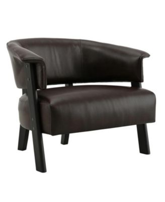 Faux Leather Club Chair Rubber Wood Leg Ergonomic Accent Chair