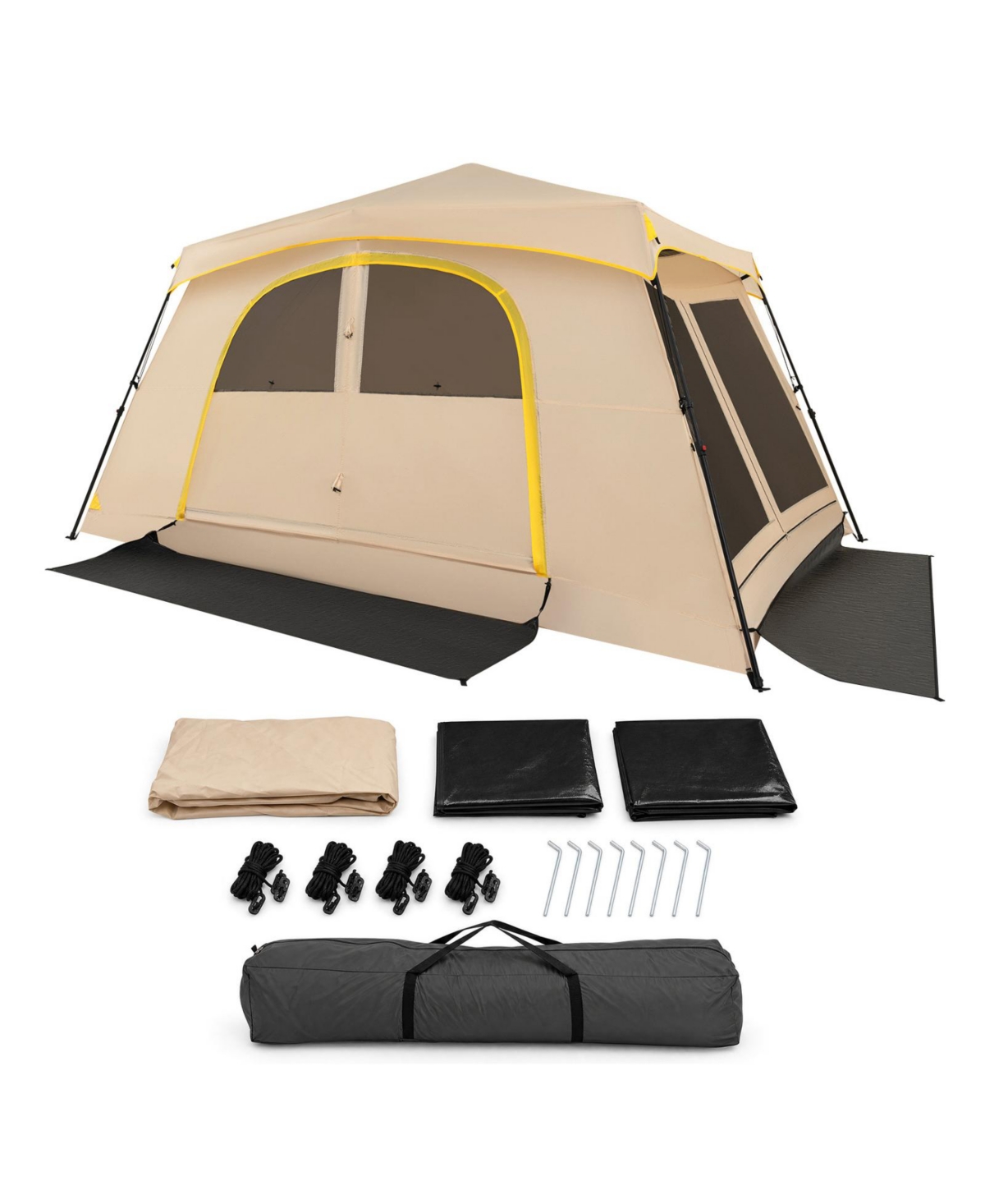 Mecale 10-Person Instant Cabin Camping Tent with Removable Rainfly Outdoor Camping - Coffee