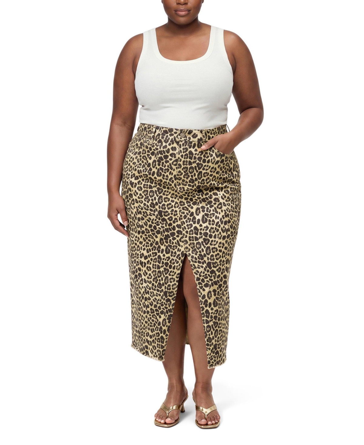 Torrid Plus High-Waisted Denim Midi Skirt