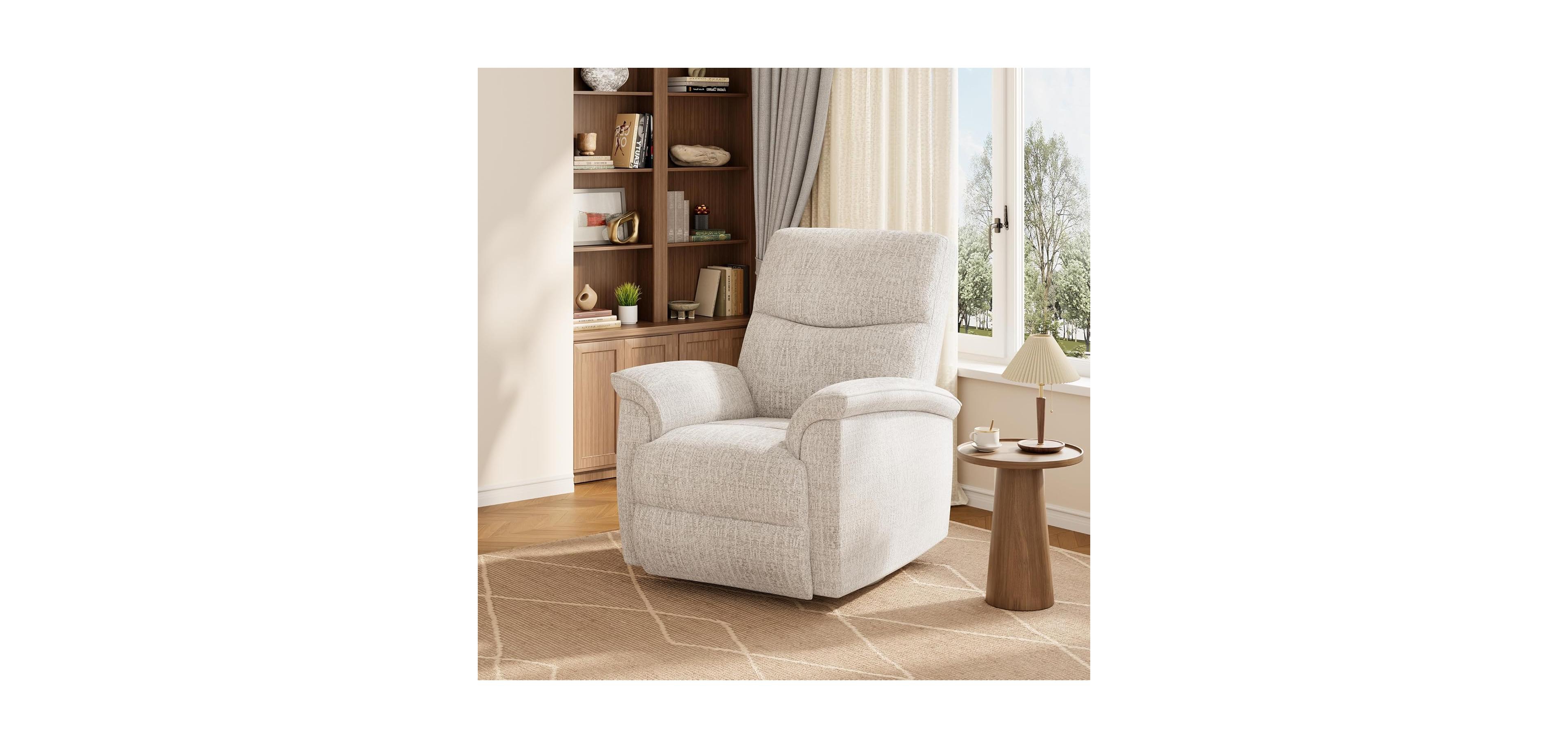 gaomon Swivel Rocker Recliner Chair, Chenille Manual Reclining Armchair, 38.6" Wide Seat