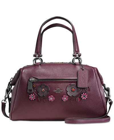 COACH Willow Floral Primrose Satchel in Pebble Leather