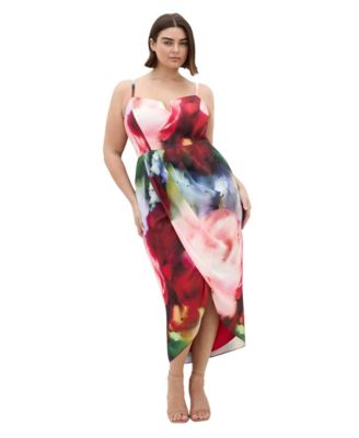 Women's Sassy Floral Print Tulip Midi Dress