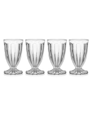 Vintage Scoop Footed Glasses, Set of 4