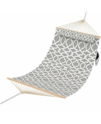 12 Outdoor Quilted Hammock for Two, Patterned, Wood Bars, Pillow
