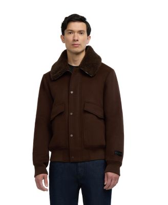 Men's Lebron Lightweight Wool-Blend Faux-Sherpa Collar Bomber Jacket
