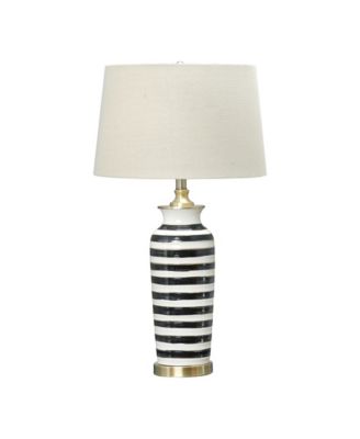 Striped Ceramic Table Lamp with Brushed Gold Accents