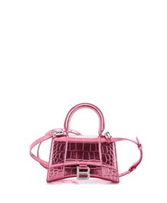 XS Hourglass Top Handle Bag Embossed Leather