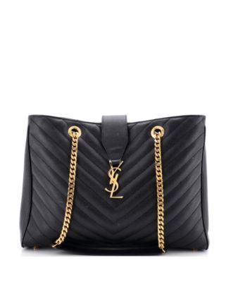 Large Classic Monogram Shopper Matelasse Chevron Leather