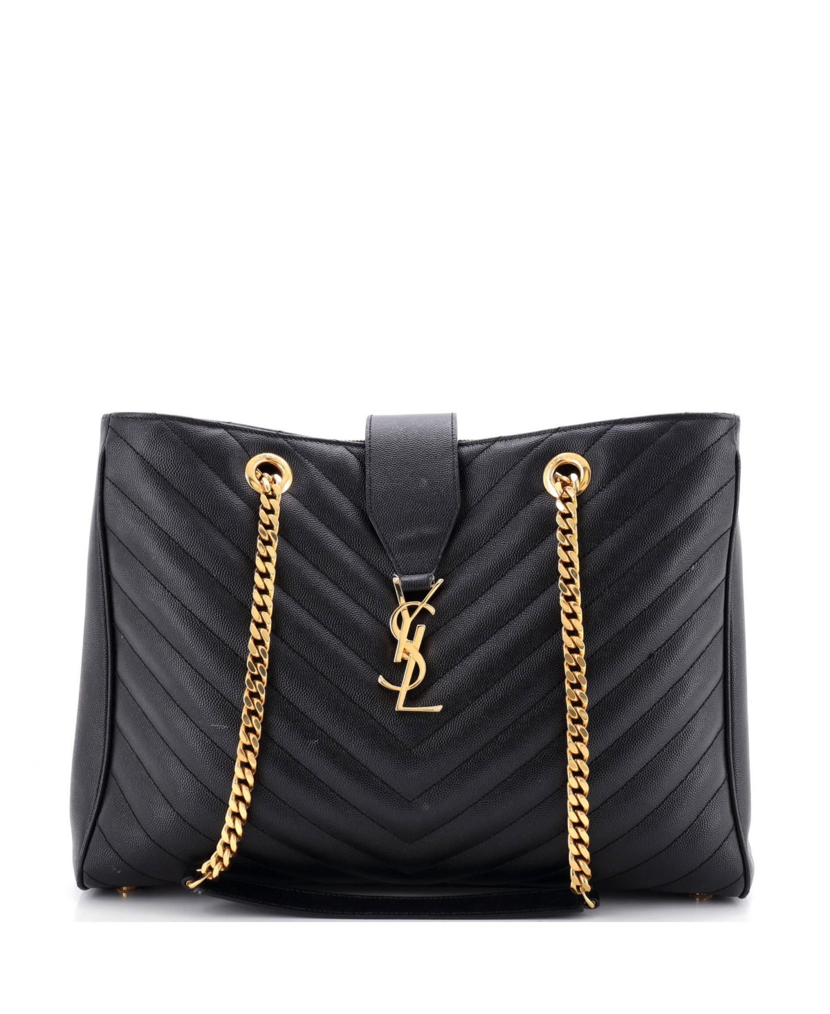 Pre-Owned Saint Laurent Large Classic Monogram Shopper Matelasse Chevron Leather