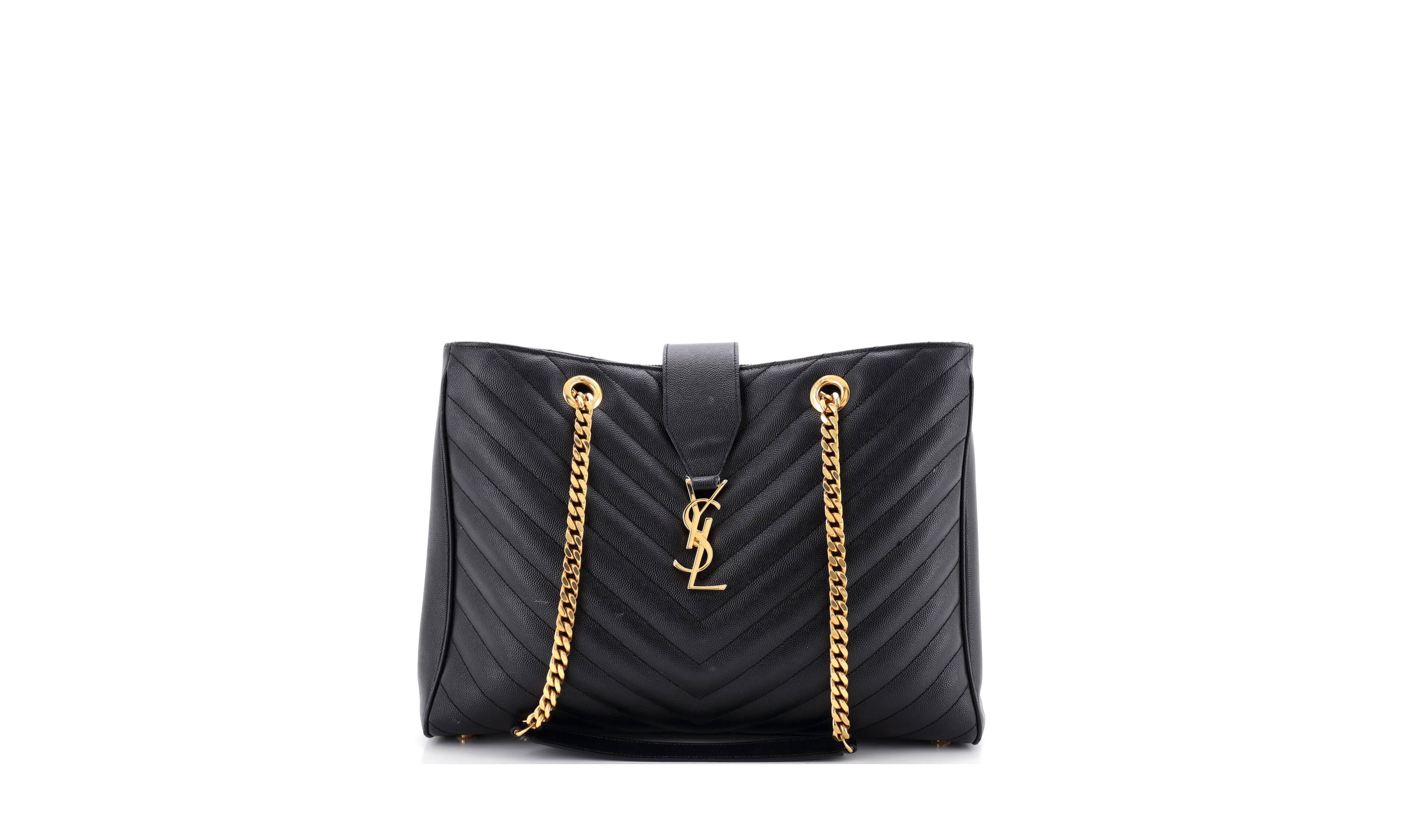 Pre-Owned Saint Laurent Large Classic Monogram Shopper Matelasse Chevron Leather