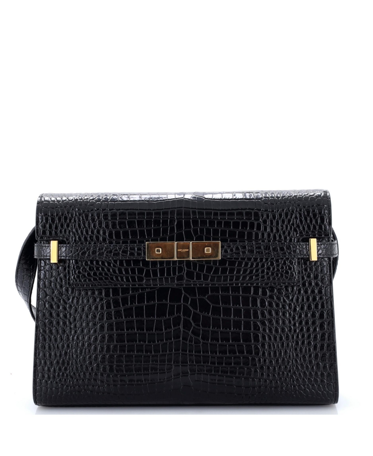 Pre-Owned Saint Laurent Medium Manhattan Shoulder Bag Embossed Leather - Black