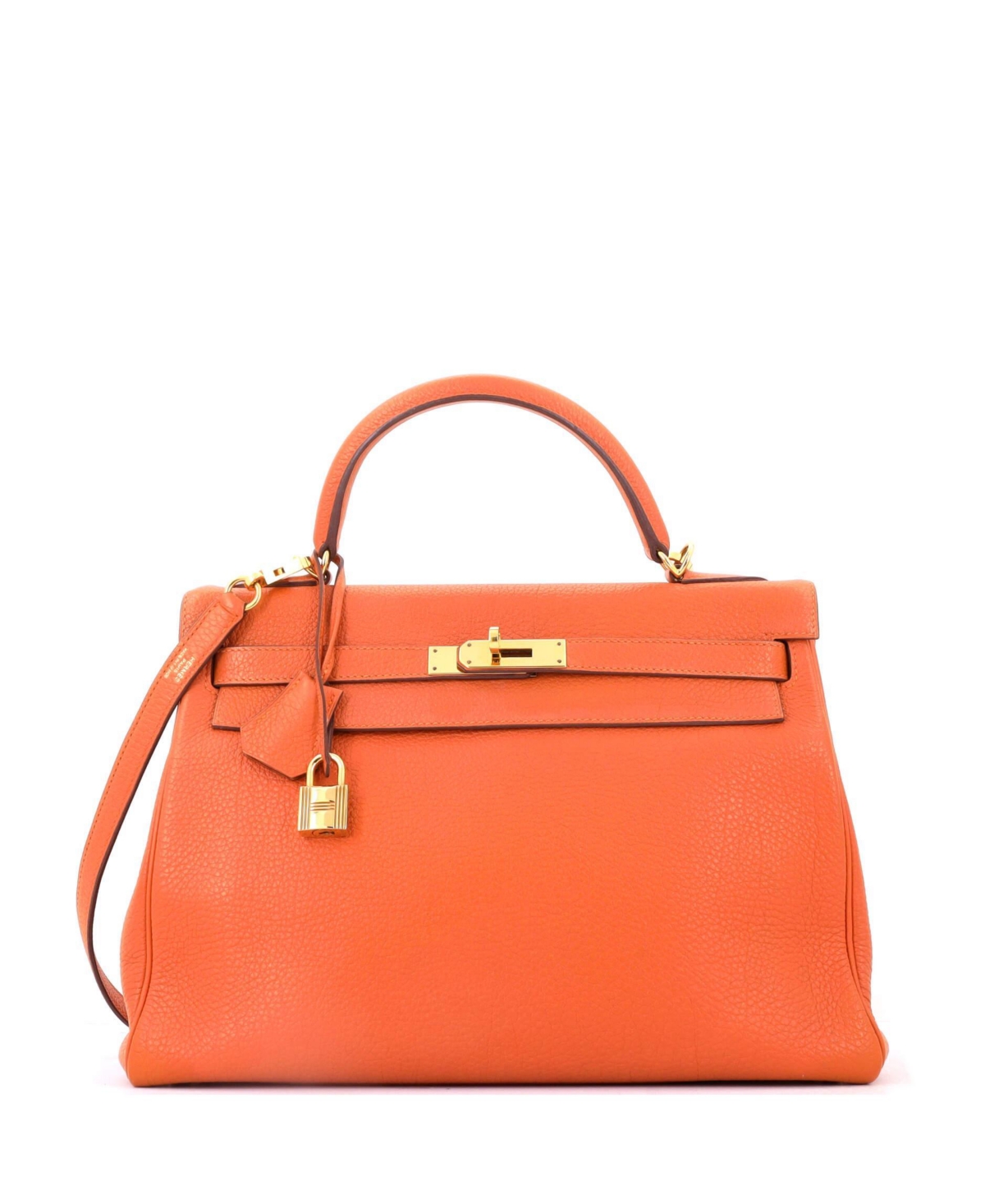 Pre-Owned Hermes Kelly 32 Handbag Orange Togo with Gold Hardware