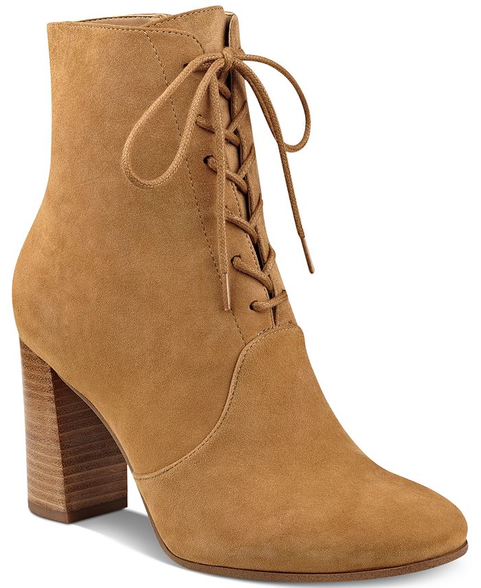 Marc Fisher Edina Block-Heel Lace-Up Ankle Booties - Macy's