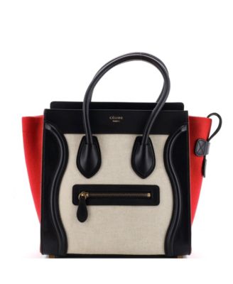 Micro Tricolor Luggage Bag Canvas and Leather