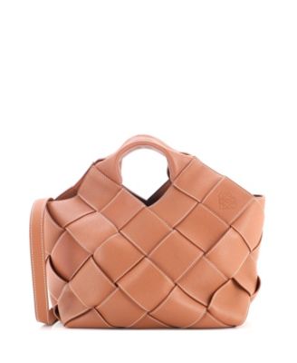 Small Woven Basket Bag Leather