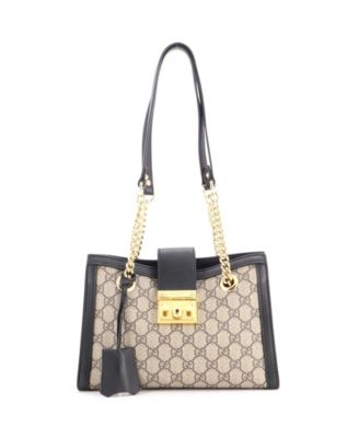 Small Padlock Chain Tote GG Coated Canvas with Leather