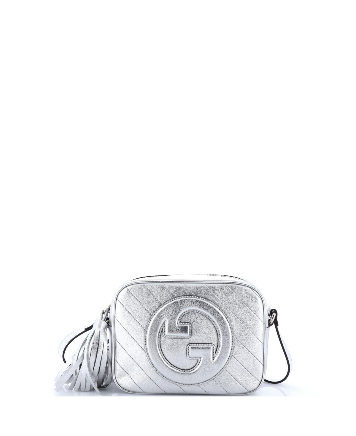 Pre-Owned Gucci Small Blondie Nm Camera Shoulder Bag Diagonal Quilted Leather - Silver