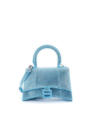 XS Hourglass Top Handle Bag Suede with Crystals
