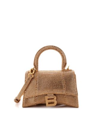 XS Hourglass Top Handle Bag Suede with Crystals