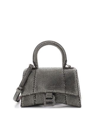 XS Hourglass Top Handle Bag Suede with Crystals