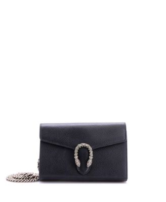 Dionysus Chain Embellished Leather Crossbody Wallet