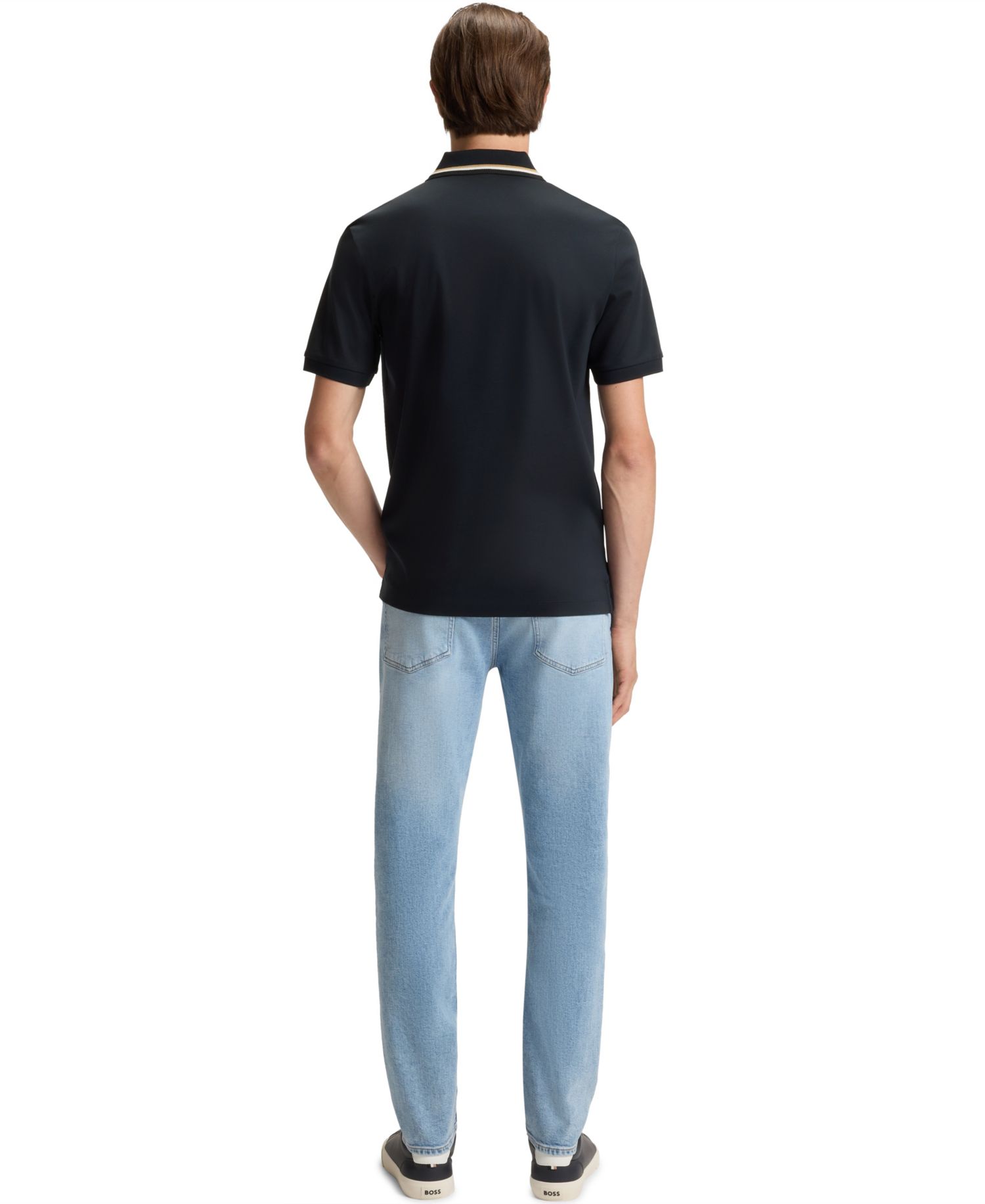 Men's Cotton Slim-Fit Striped Collar Polo Shirt