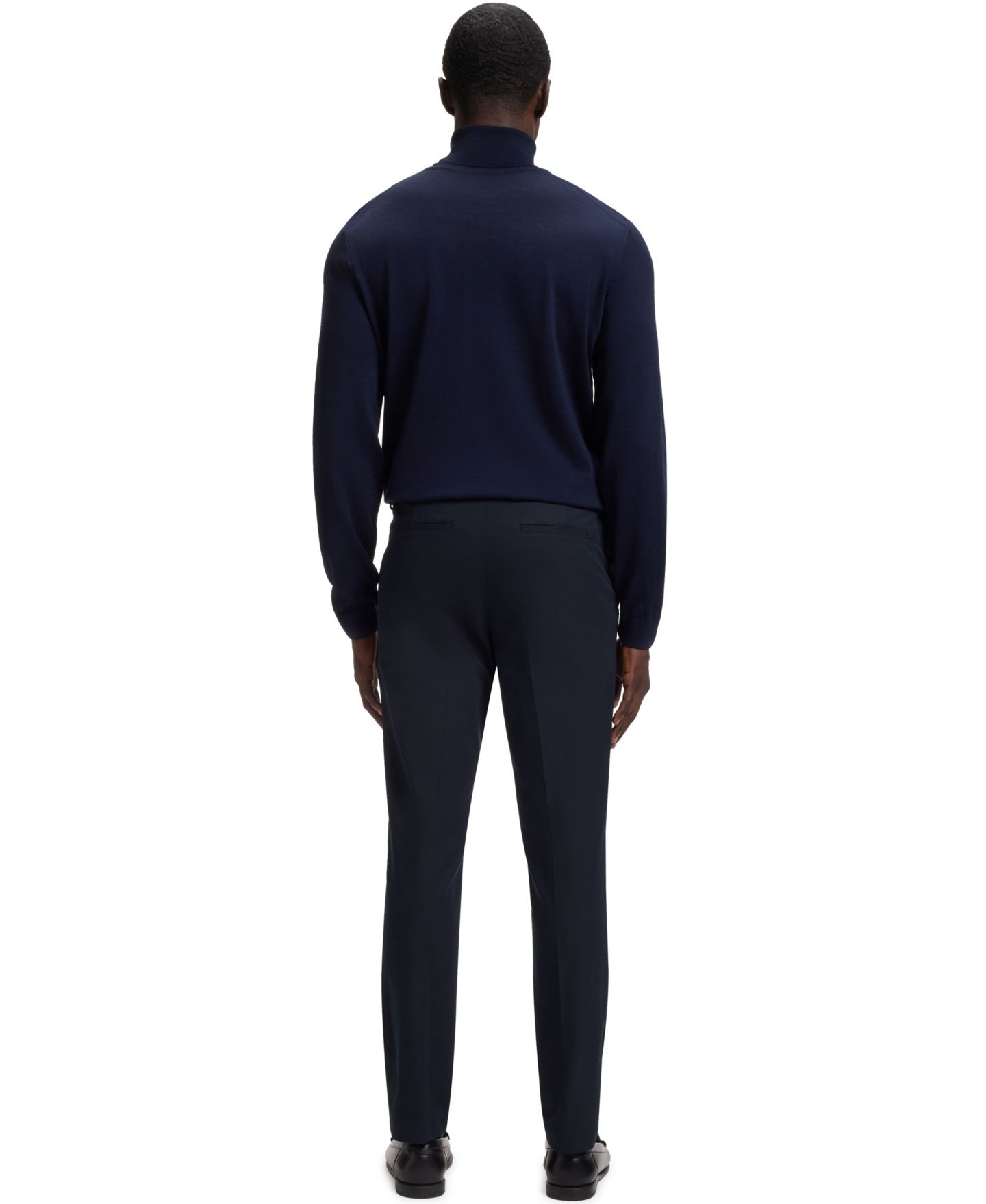Мужские брюки Hugo Boss BOSS by Four-Way Stretch Fabric Slim-Fit Trousers, цвет: Тёмный синий — фото 3