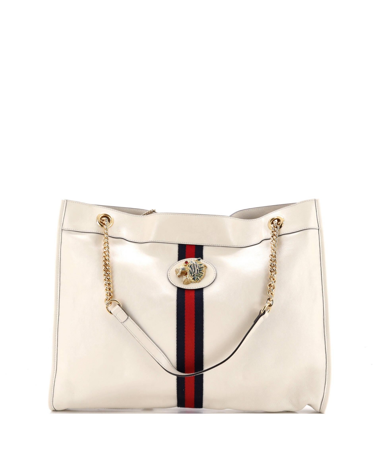 Pre-Owned Gucci Large Rajah Chain Tote Leather - Natural