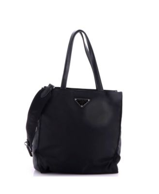 Medium Padded Convertible Shopping Tote Re-Nylon with Leather