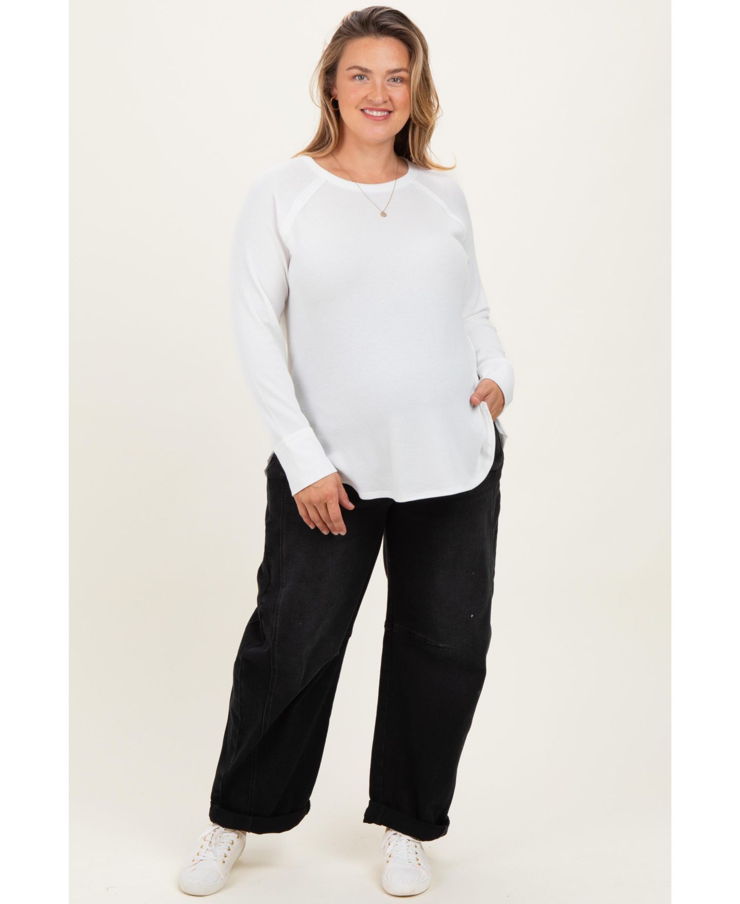 Женский топ Pinkblush Maternity Waffle-Knit Long-Sleeve, цвет: Белый — фото 3