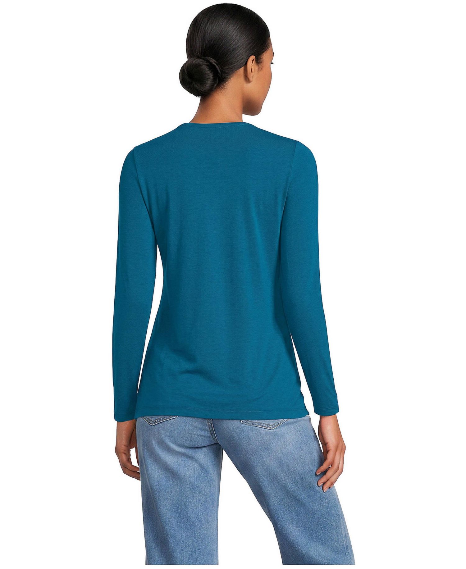Women's Lightweight Jersey Skimming Long Sleeve Crew Neck T-shirt