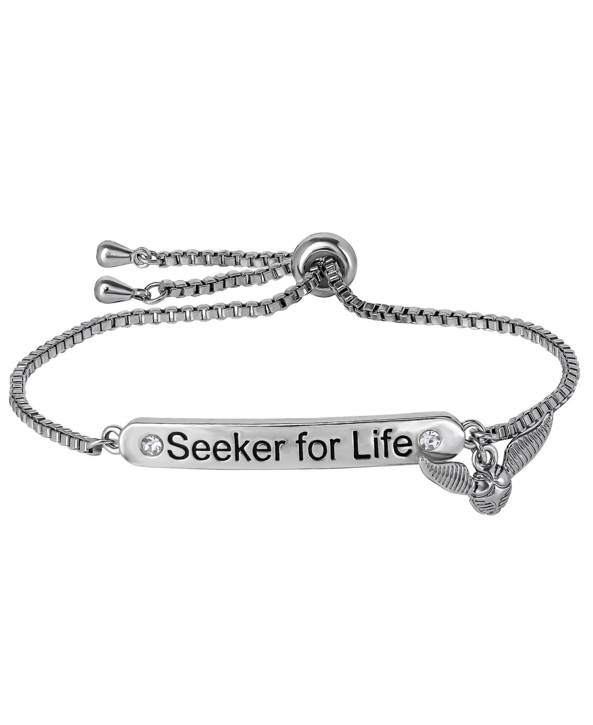 Harry Potter Women's Silver-Tone Crystal Golden Snitch Bracelet - Metallic silver