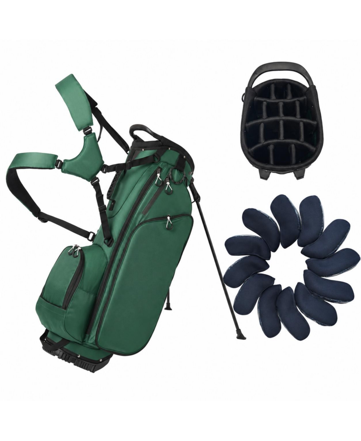 Sportneer Lightweight Golf Stand Bag Full Length Dividers Zippered Pockets Rain Cover Dual Strap