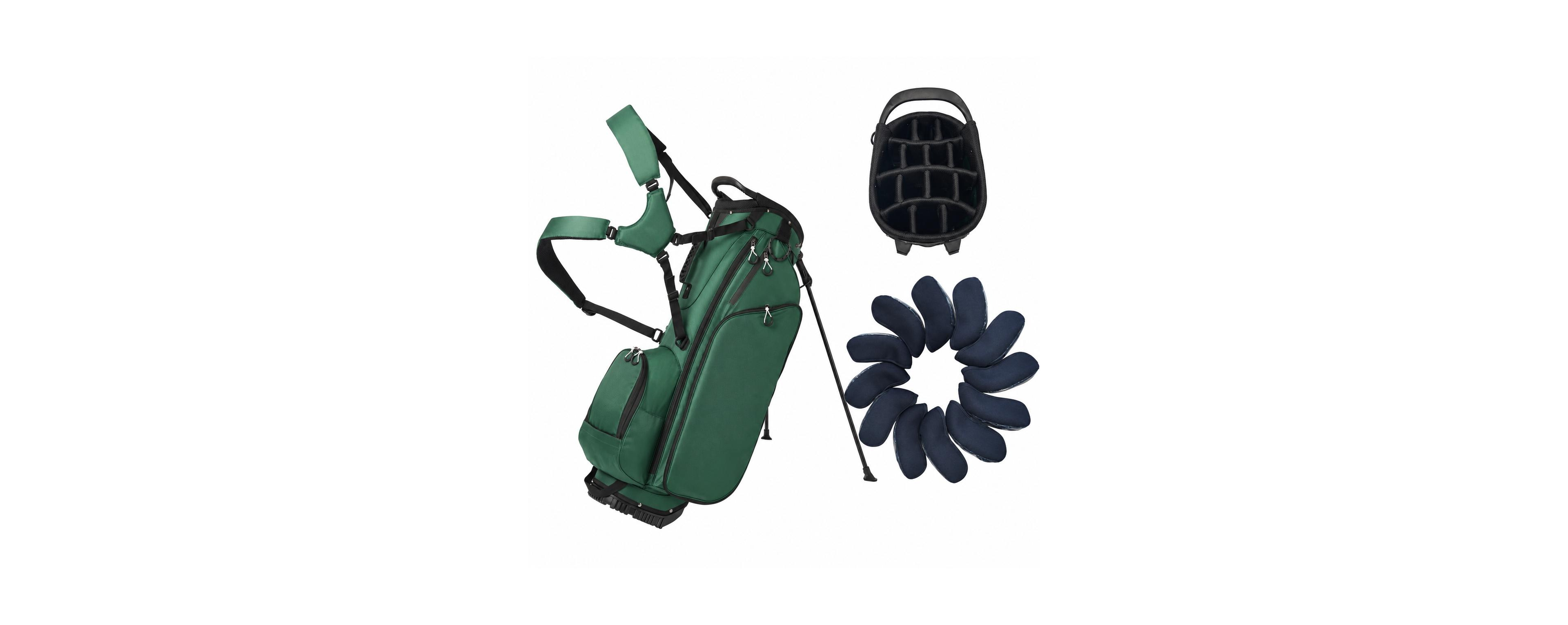 Sportneer Lightweight Golf Stand Bag Full Length Dividers Zippered Pockets Rain Cover Dual Strap