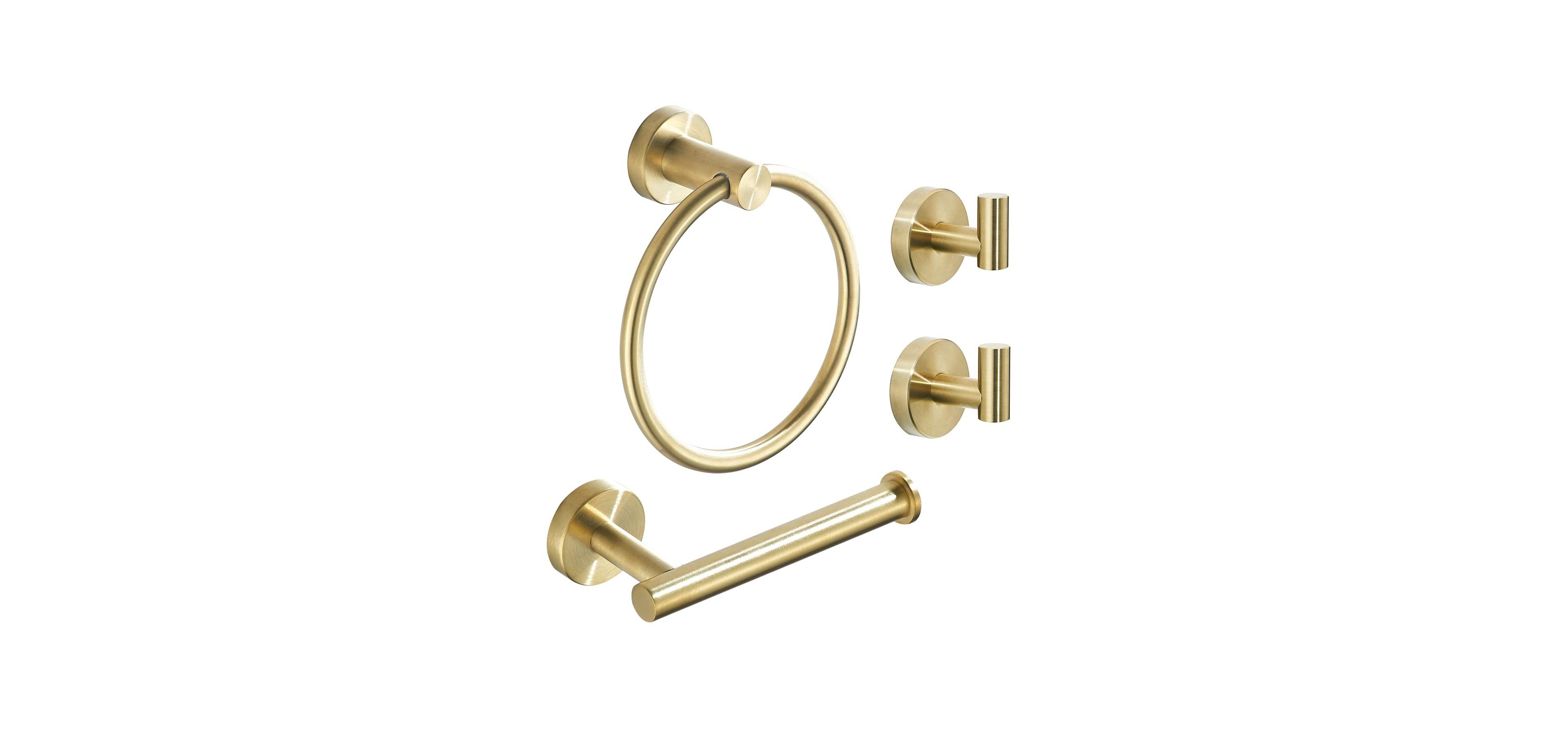 Cyqbd Bathroom Hardware Set Toilet Paper Holder Towel Ring 2 Robe Hook