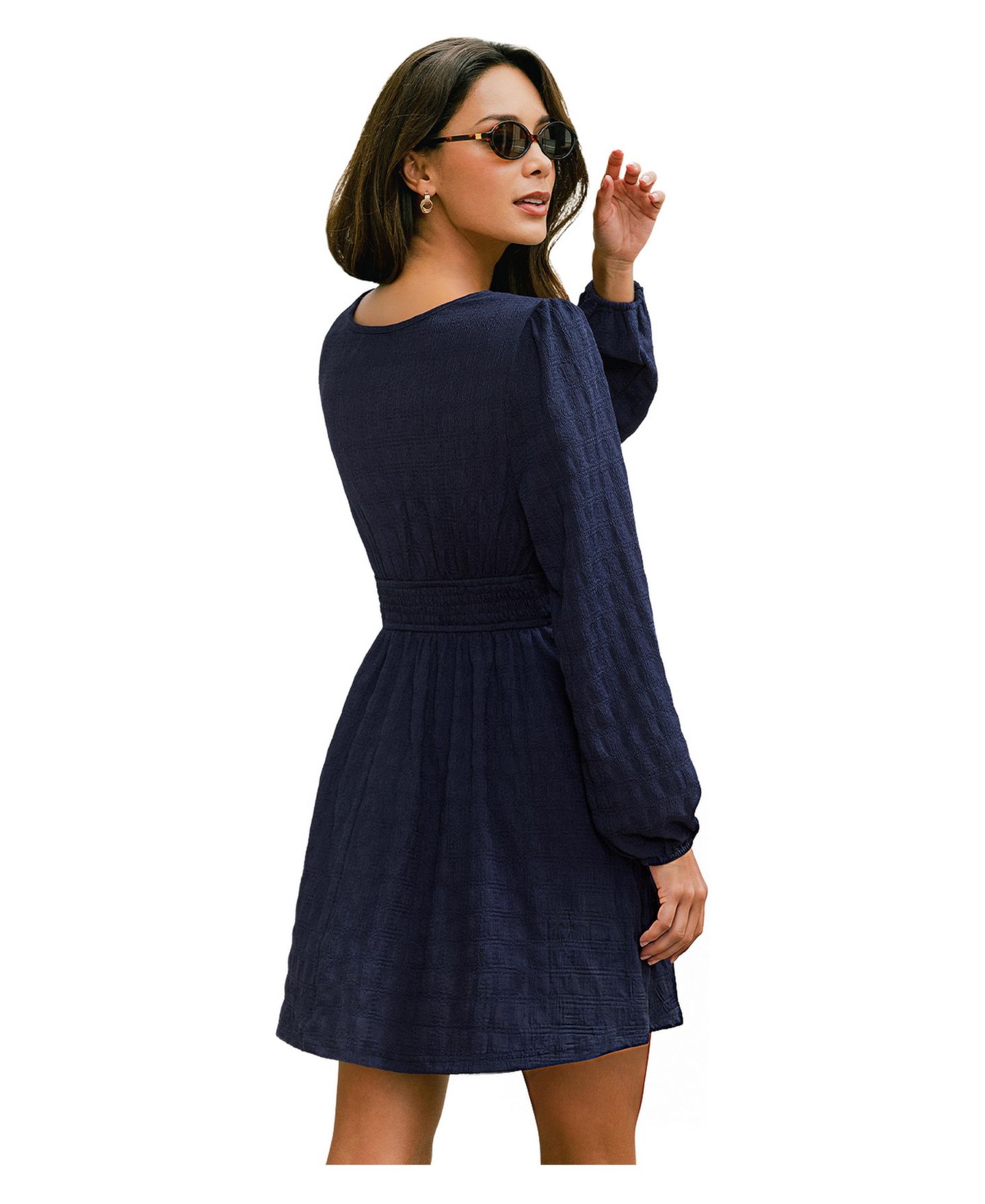 Женское платье Cupshe Making Memories Long-Sleeve V-Neck Mini, цвет: Тёмный зелёный — фото 2