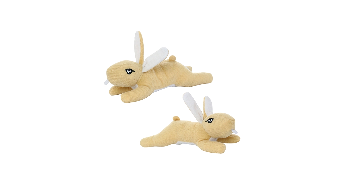 Mighty Jr Nature Rabbit 2 Pack, Durable Plush Squeaky Dog Toy