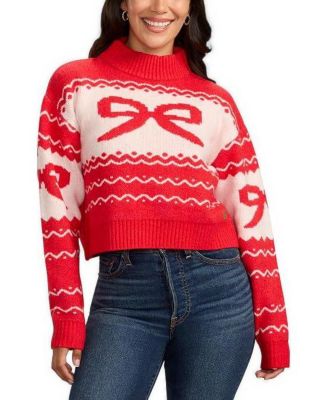Women's Bow Cropped Christmas Sweater