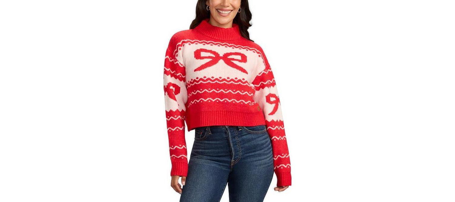 Women's Bow Cropped Christmas Sweater