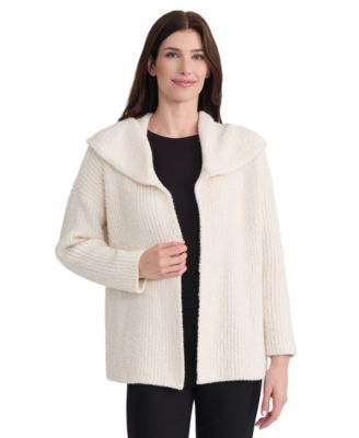 Women's Wide-Collared Open Front Cardigan Sweater