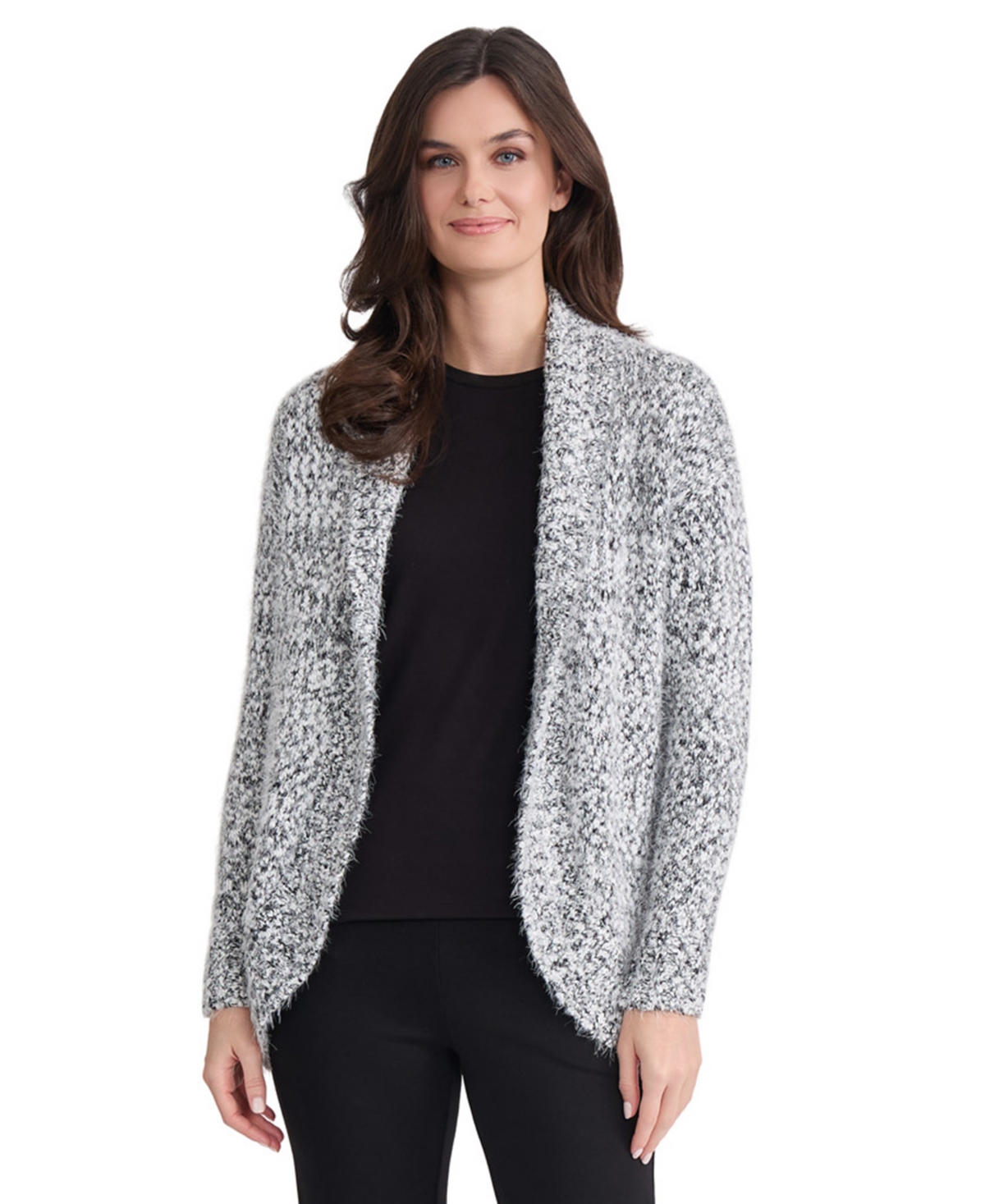 Jones New York Women's Shawl Collar Open Front Long-Sleeve Cardigan