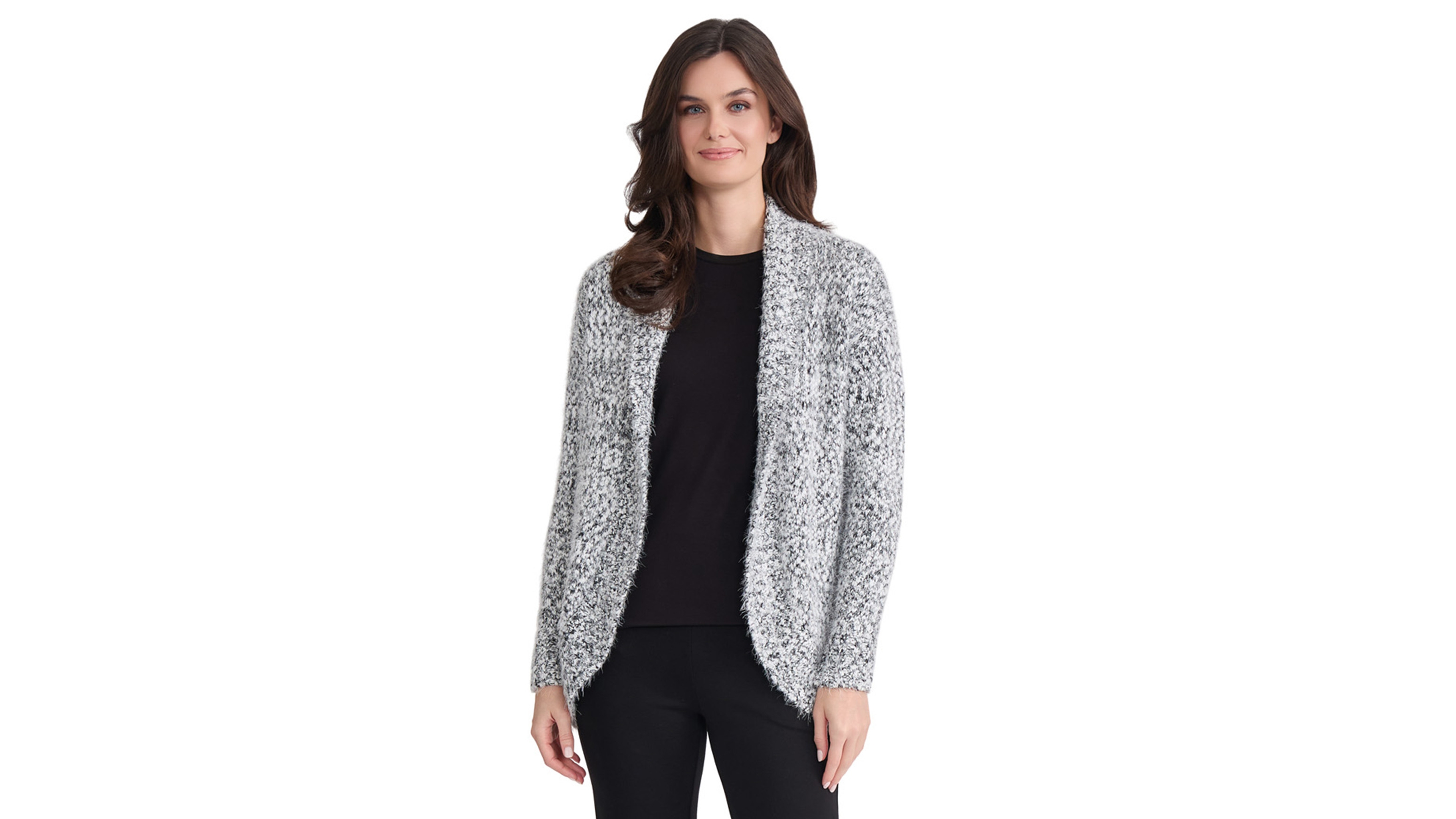 Jones New York Women's Shawl Collar Open Front Long-Sleeve Cardigan